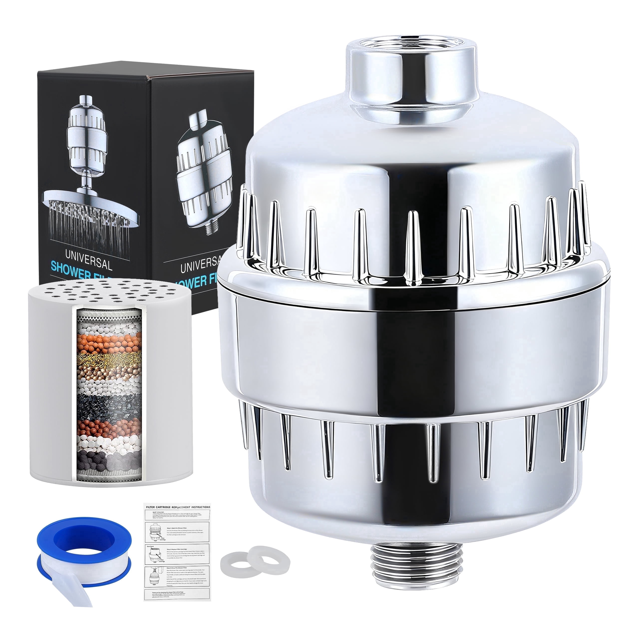 YTAKY Shower Filter 25 Stage For Hard Water Removes Chlorine Fluoride Harmful Substances Organics Other Sediments Shower Head Filter High Output Vitamin C