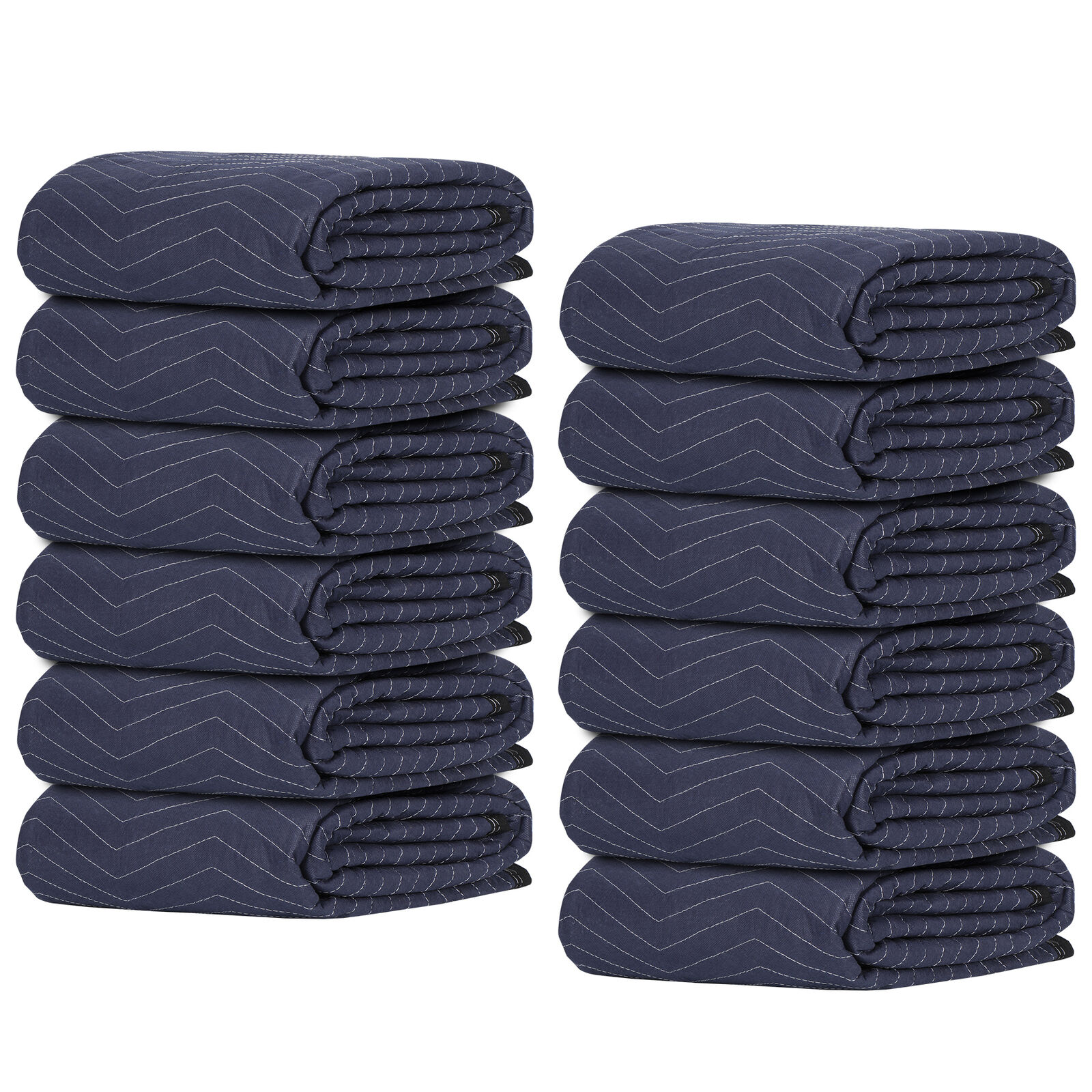 YTBW 12 Pack Moving Blankets 80" X 72" Pro Economy Blue Black Shipping