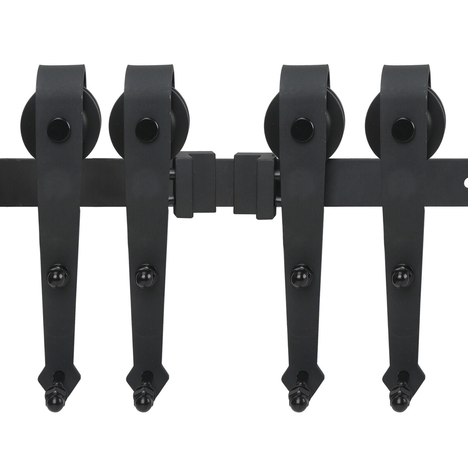 YTBW 12Ft Double Antique Black Steel Sliding Barn Door Hardware Kit