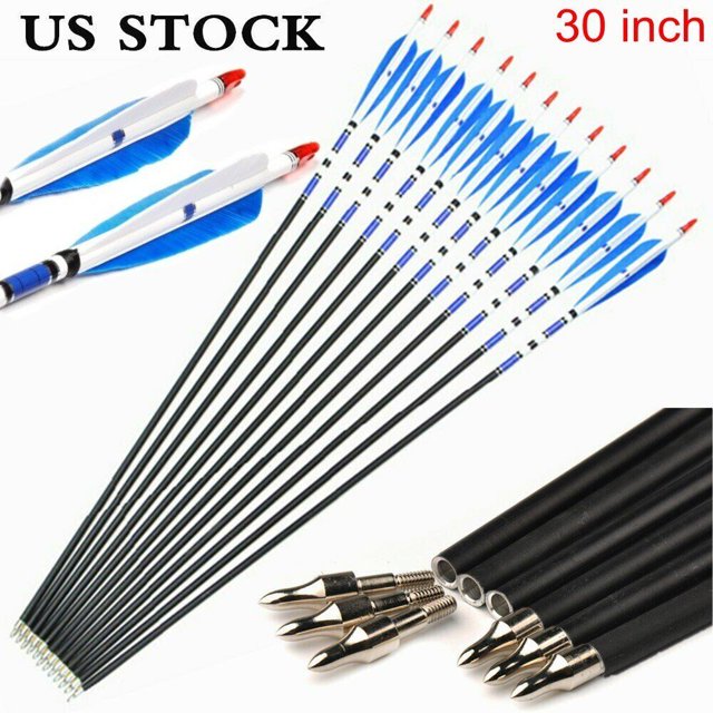 YTBW 12X 30" Turkey Feather Carbon Arrows Spine 500 Archery For