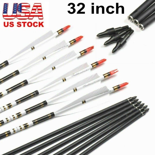 YTBW 12X 32 Inch Carbon Arrows Spine 500 78Mm Turkey Feather F