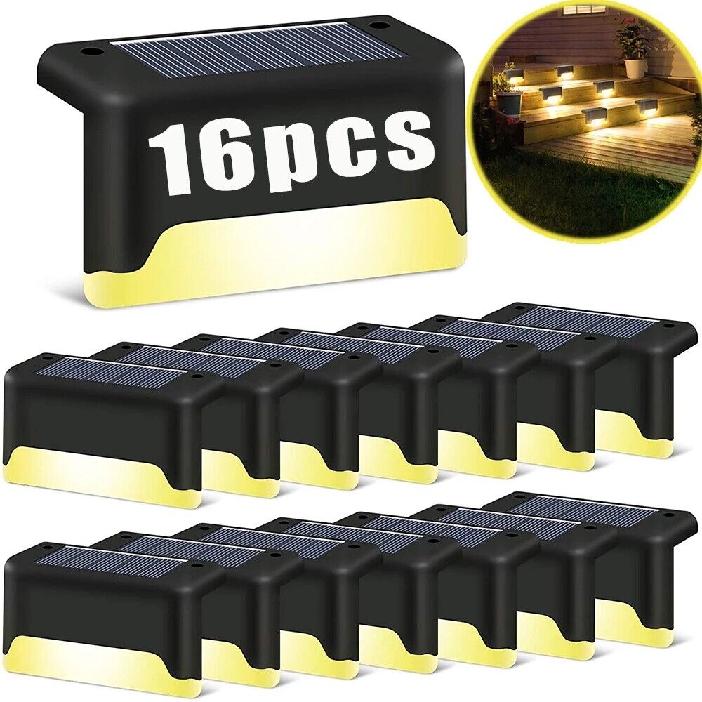 YTBW 16Pcs Led Solar Deck Lights Waterproof For Outdoor Stair Step