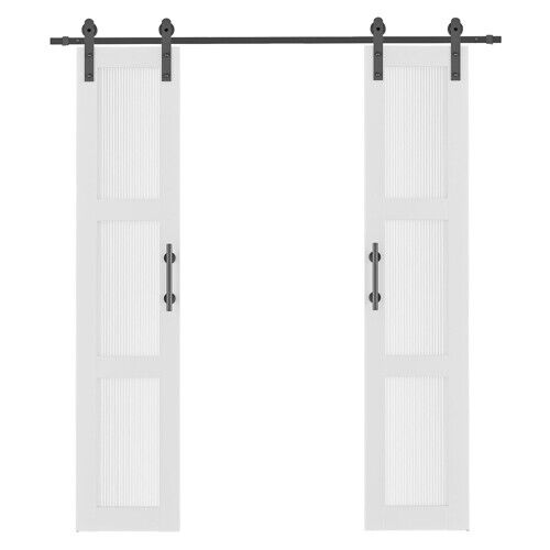 YTBW 18 X 84 In Unfinished Double Sliding Barn Door With 6.6Ft Barn