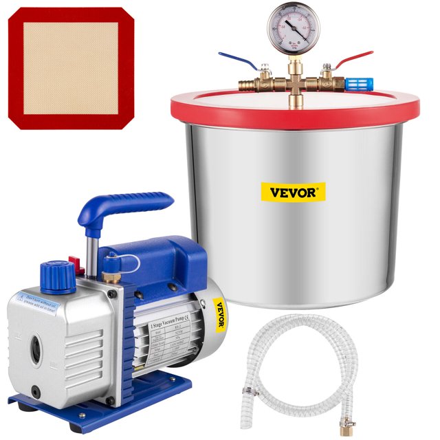 YTBW 2 Gallon Vacuum Chamber Degassing 5 Cfm Vacuum Pump 1/3Hp