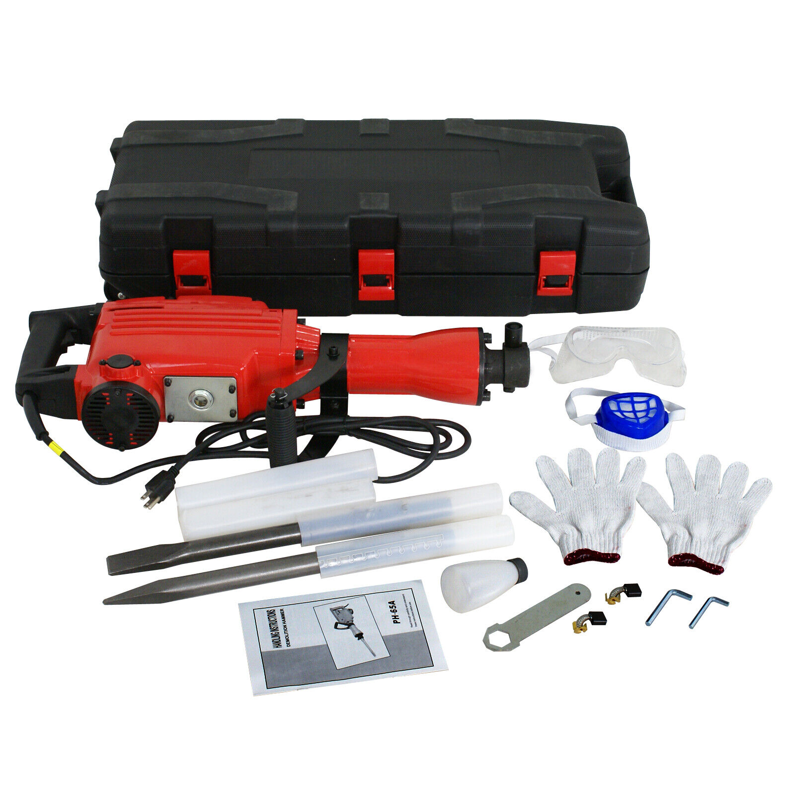 YTBW 2200W Electric Demolition Jack Hammer Concrete Breaker W/ 2 Chisel