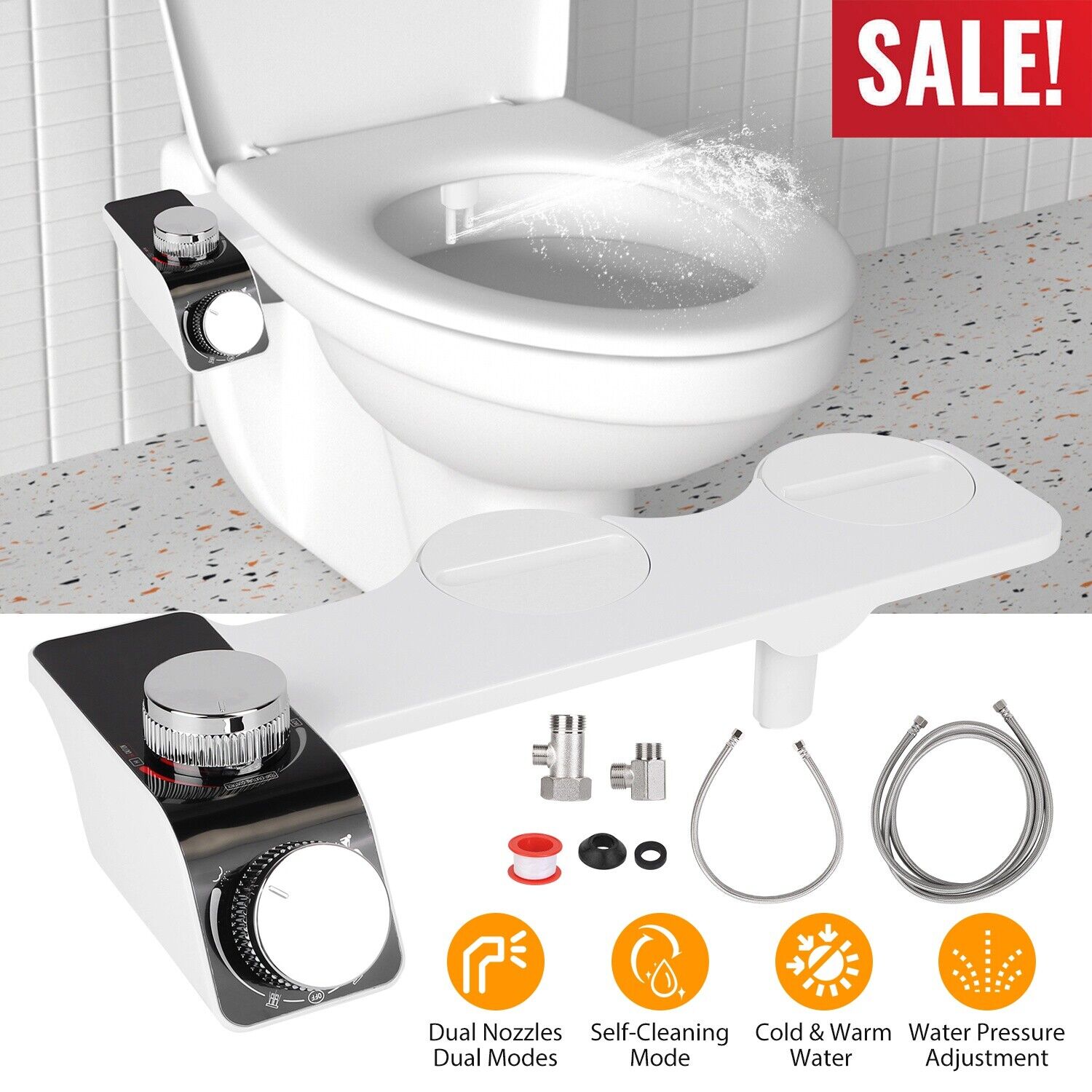 YTBW 2Pack Bidet Fresh Water Spray Kit Non Electric Toilet Seat