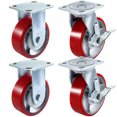 YTBW 4 Pack Heavy Duty Caster Set 6" Polyurethane On Cast Iron Wheels