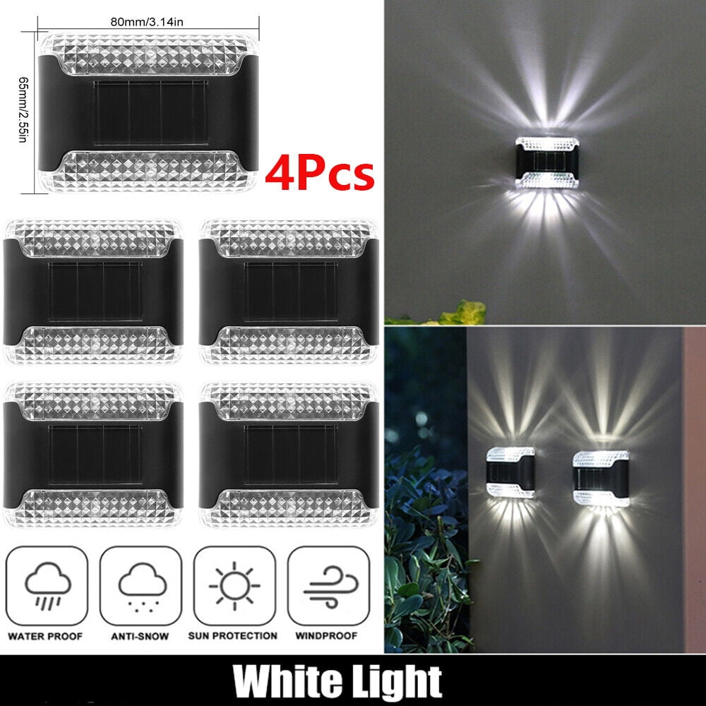 YTBW 4Pcs Solar Deck Lights Outdoor Waterproof 2 Led Steps Lamps For