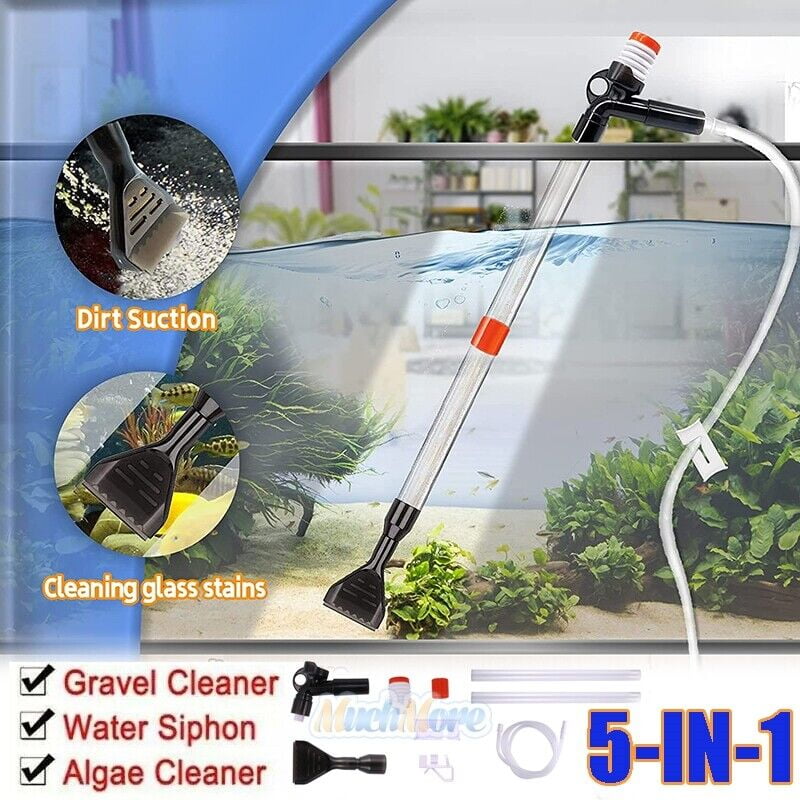 YTBW 5In1 Aquarium Fish Tank Clean Siphon Pump Vacuum Gravel Water