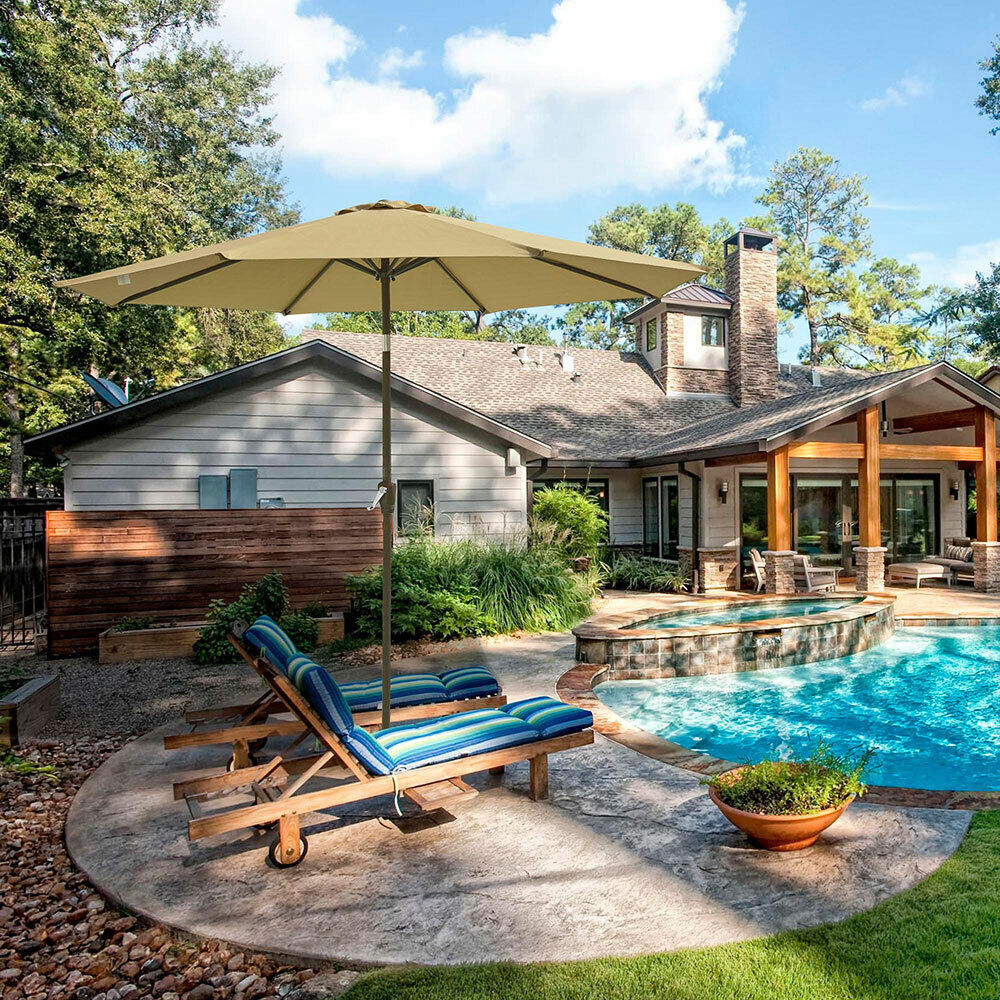 YTBW 9Ft Uv50+ Olefin Patio Umbrella Outdoor Market Yard Beach Pool