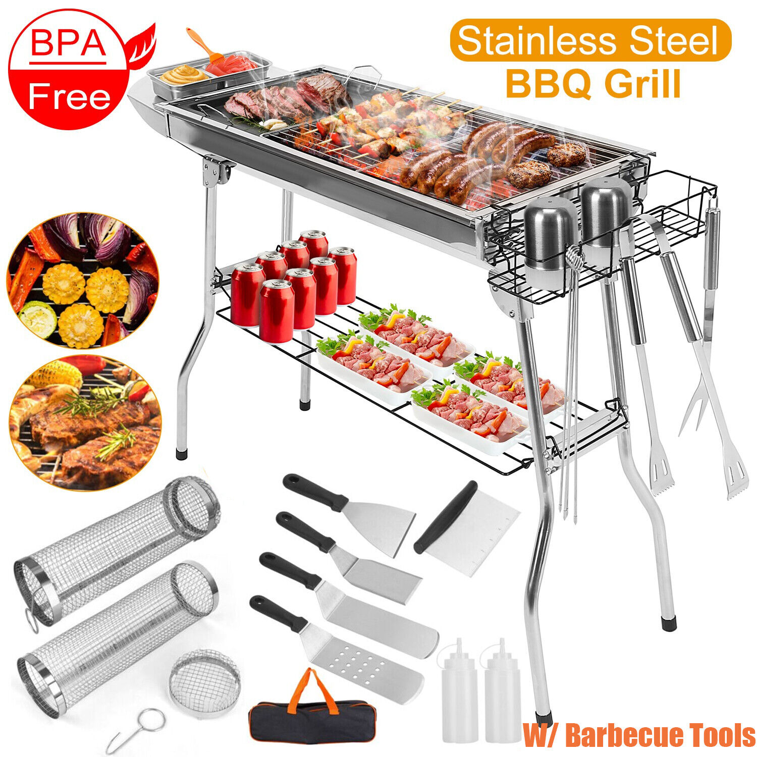 YTBW Barbecue Charcoal Grill Stove Shish Kebab Bbq Patio Camping Fold
