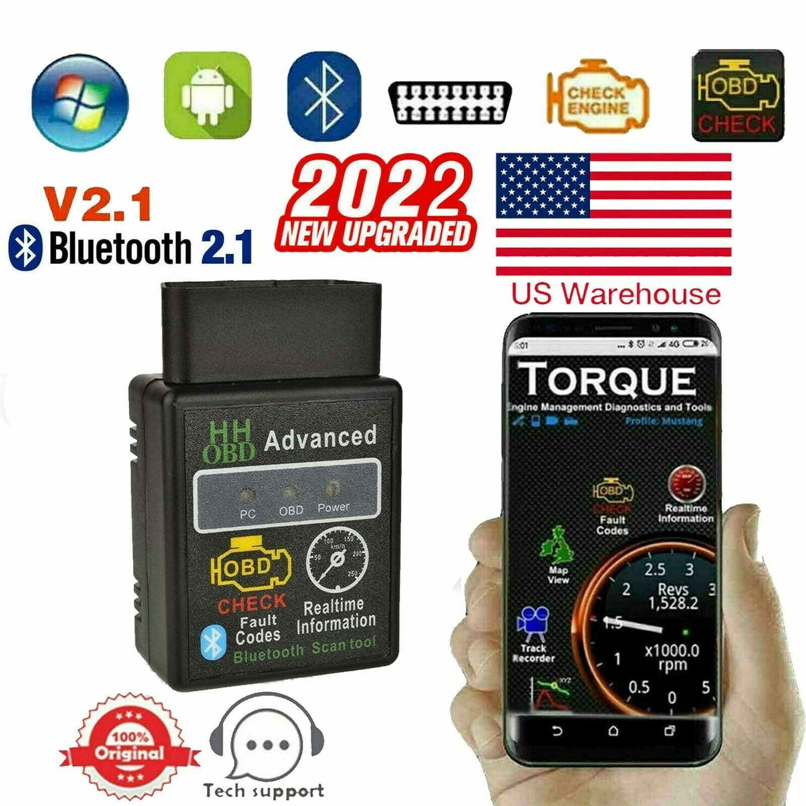 YTBW Bluetooth Obd2 Car Reader Scanner Auto Fault Code Reader Tool
