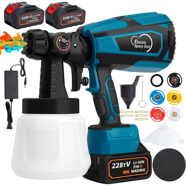 YTBW Cordless Electric Paint Sprayer Gun 2 4.0Ah Batteries 6 Nozzles 3