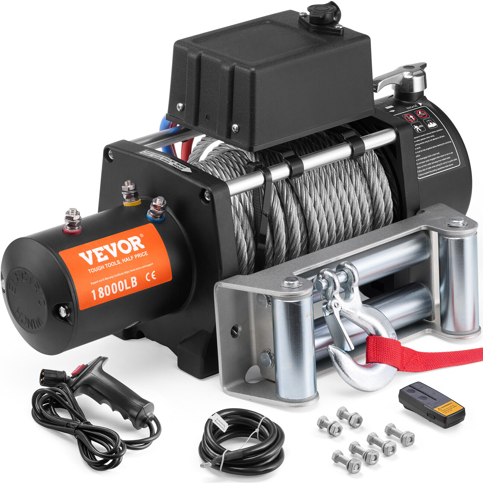 YTBW Electric Winch Truck 18,000 Lb Steel Cable Ip65 Waterproof Remote