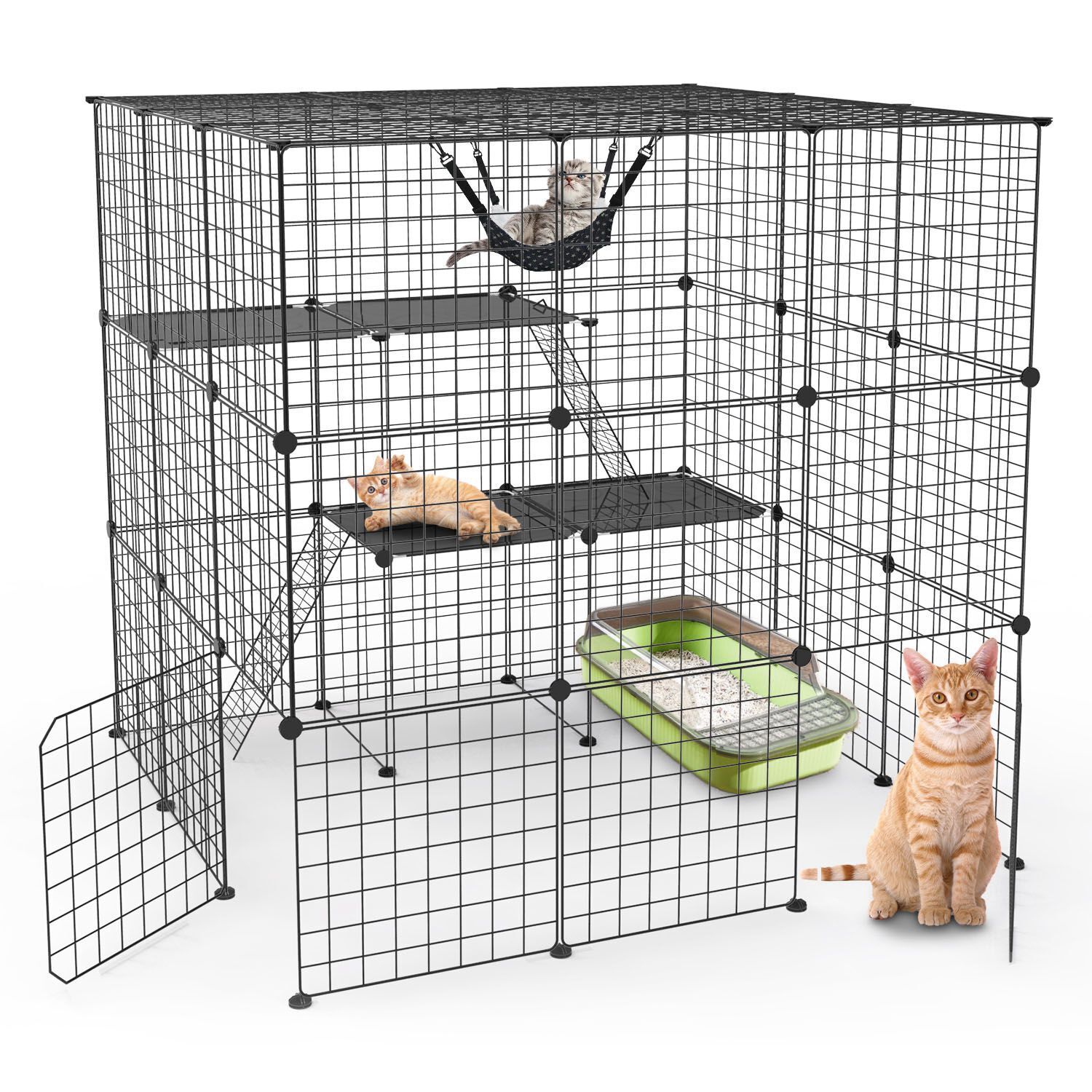 YTBW Extra Large Cat Cage Indoor Cat House W/ 2 Ladders 3 Platforms 2