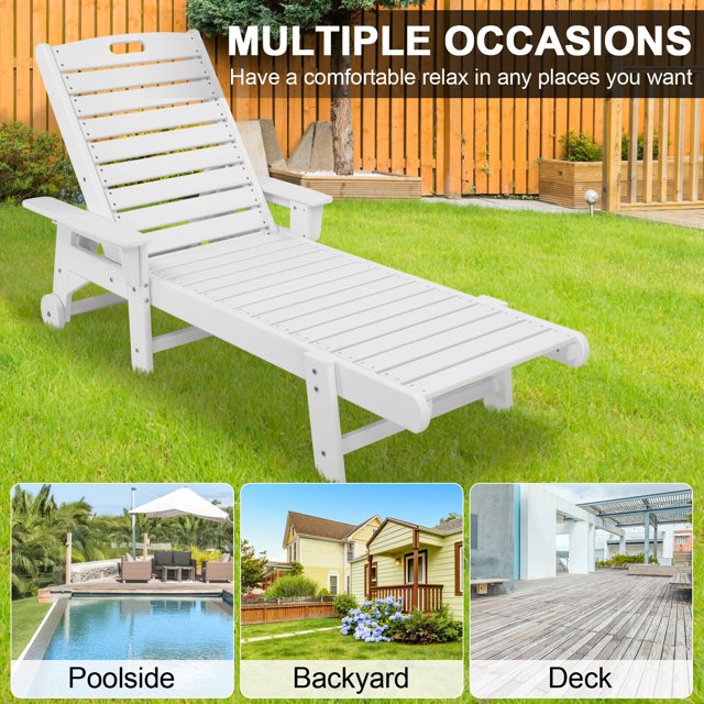 YTBW Hdpe Patio Folding Chaise Lounge Chair, 5 Positions AllWeather