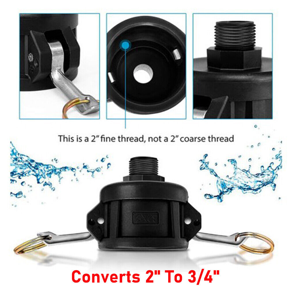 YTBW Ibc Tote Water Tank Drain Adapter 275 330 Converts 2" To 3/4" For