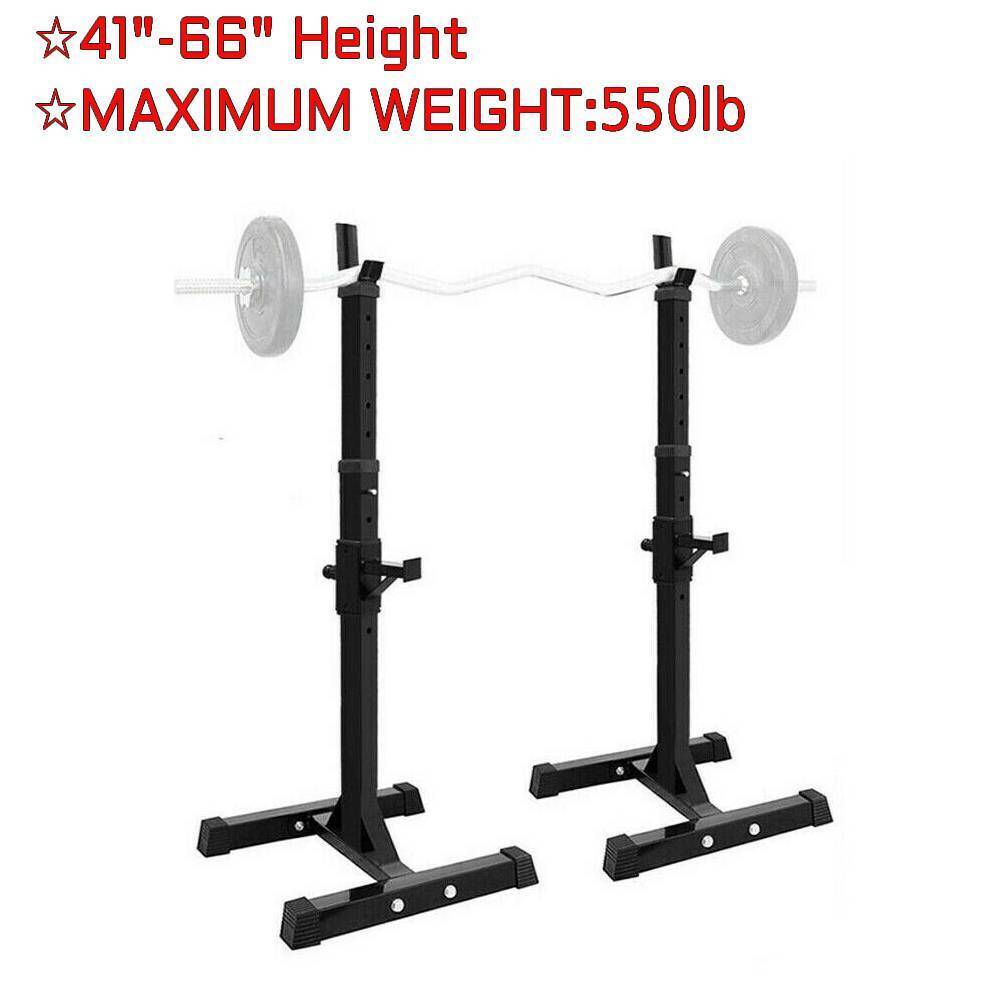 YTBW Pair Of Adjustable Standard Solid Squat Stands Barbell Free Bench