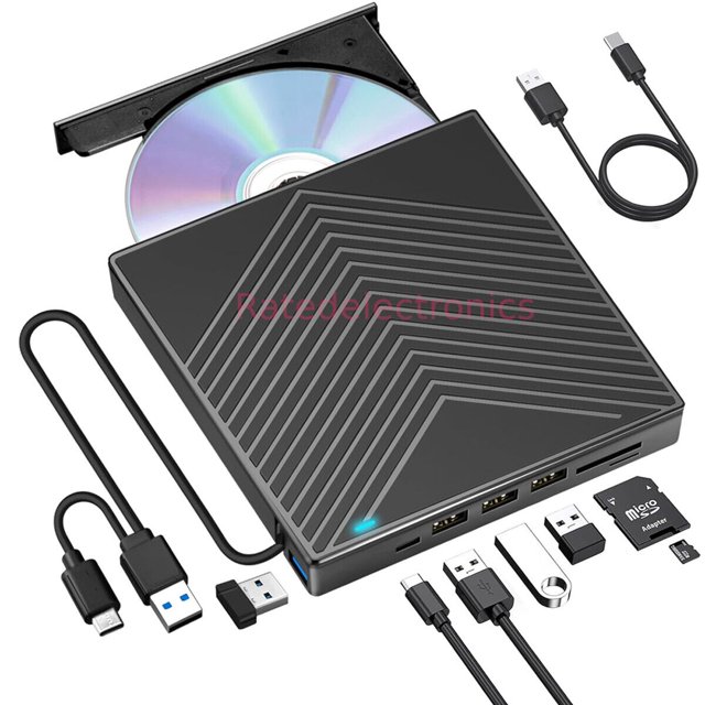 YTBW Portable External Cd Dvd Drive For Pc Laptop Windows 11 10 Usb 3.0