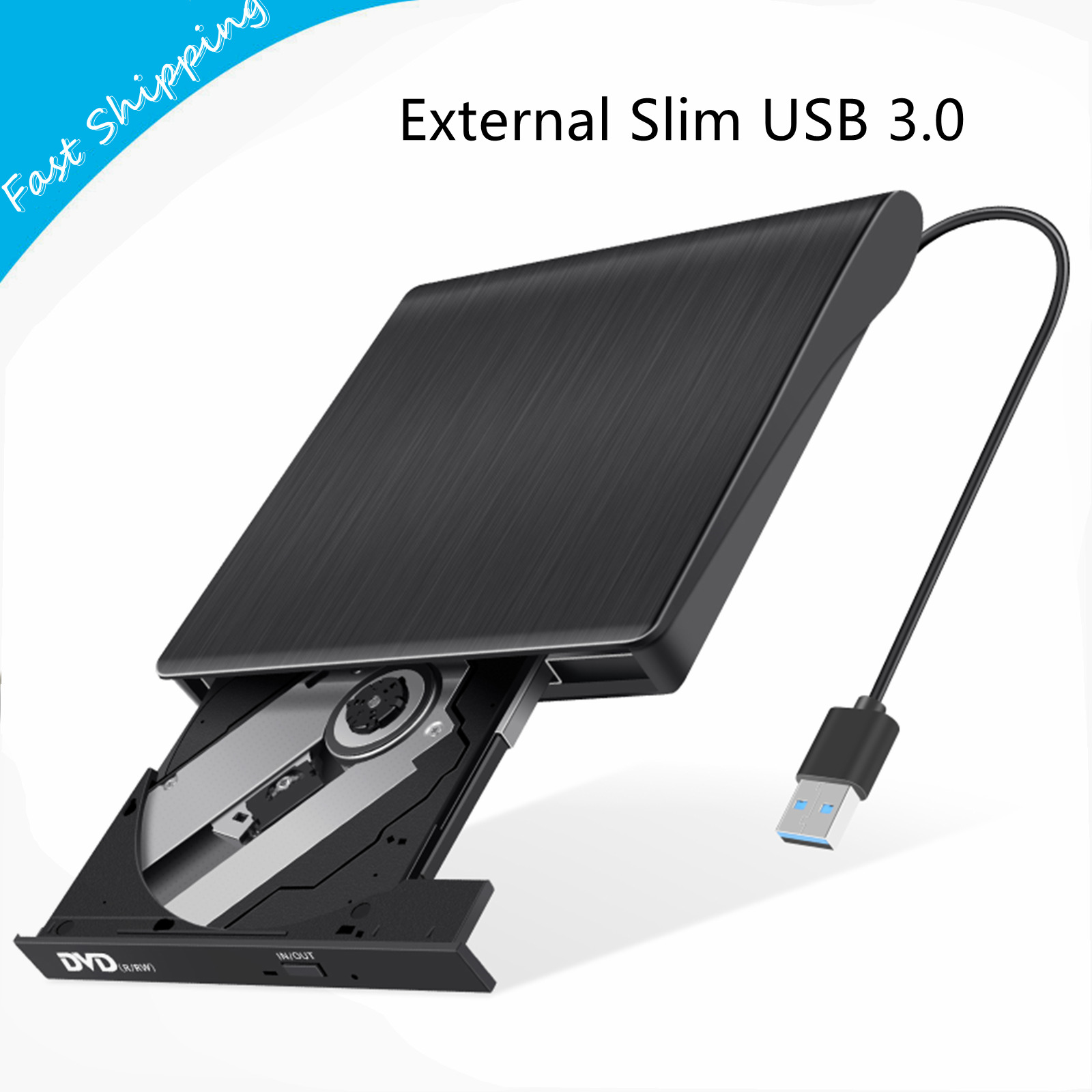 YTBW Slim External Cd/Dvd Drive Usb 3.0 Player Burner Writer For Laptop