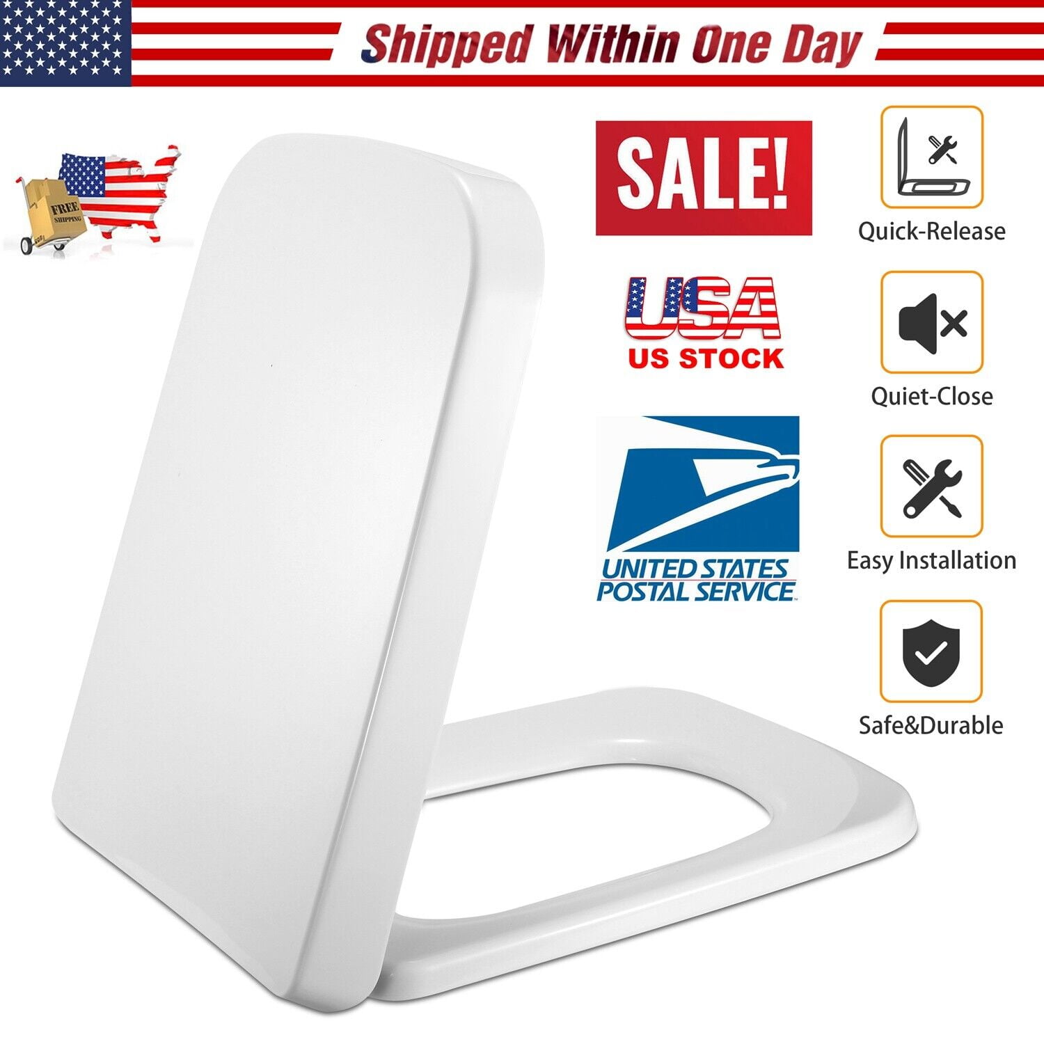 YTBW Square Toilet Seat QuietRelease Toilet Soft Close Top Mounted W