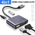 YTBW Usb C To 4K Hdmi Vga Multiport Adapter 4In1 Hub Usb 3.0 Charging