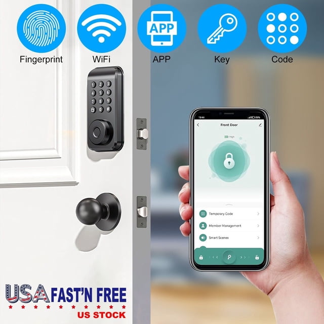 YTBW Wireless Smart Door Lock Keyless Door Lock App Control For Home