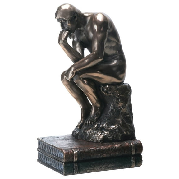 YTC 7.75 Inch The Thinker Nude Male Statue Figurine, Bronze Colored