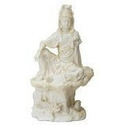 YTC SUMMIT 7 Inch Cream Toned Cold Cast Resin Water & Moon Kuan Yin Statue