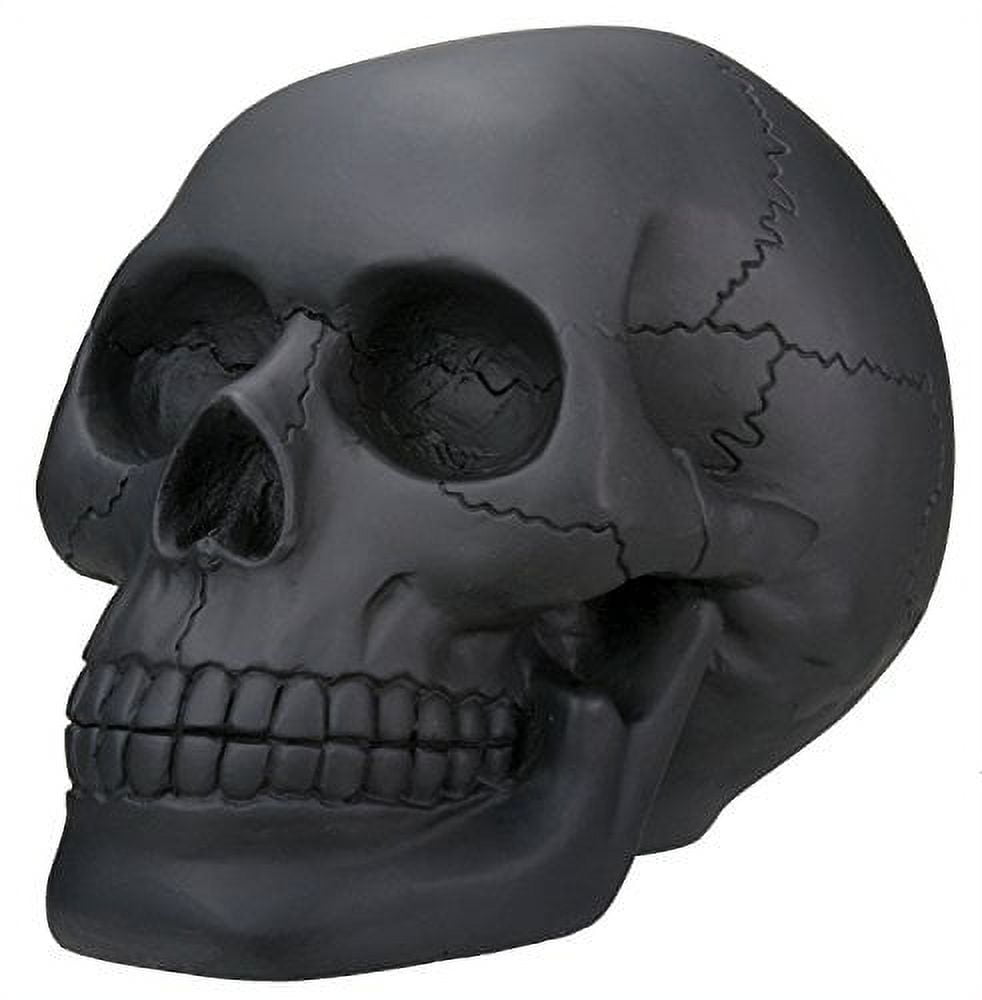Black Burnished Resin Skull Figurine for Halloween Decor
