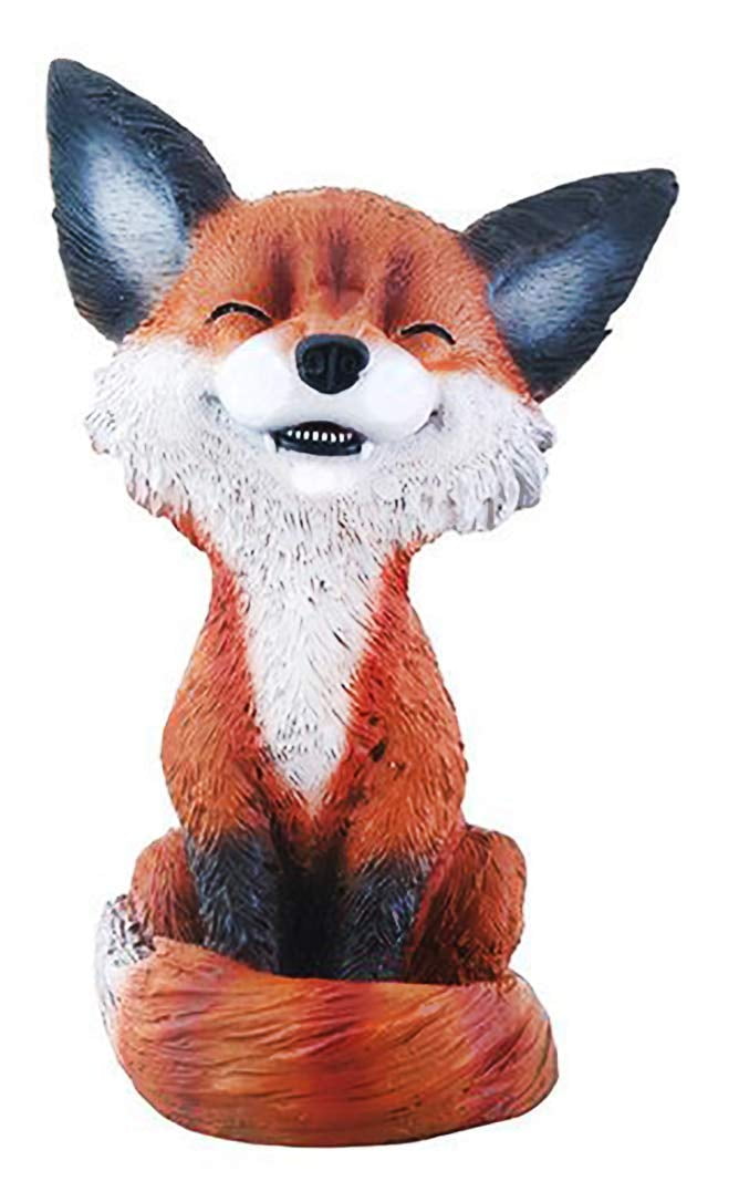 Charming Brown and Black Resin Smiling Fox Figurine