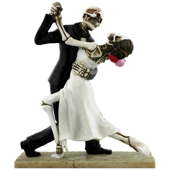 YTC Skeleton Face Wedding Couple in Dancing Position Statue Figurine