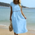 thumbnail image 1 of YTCAMLO 100%Cotton Summer Dresses for Women Fashion Boho Hollow Out Trim Short Sleeve Maxi Dress Comfy Breathable A Line Long Dresses, 1 of 9