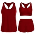 thumbnail image 1 of YTCAMLO 3 Piece Womens Swimsuits Modest Bathing Suits Casual Cross Back Tank Top and High Waist Shorts, Solid Color Quick Dry Swimwear, Wine L, 1 of 7