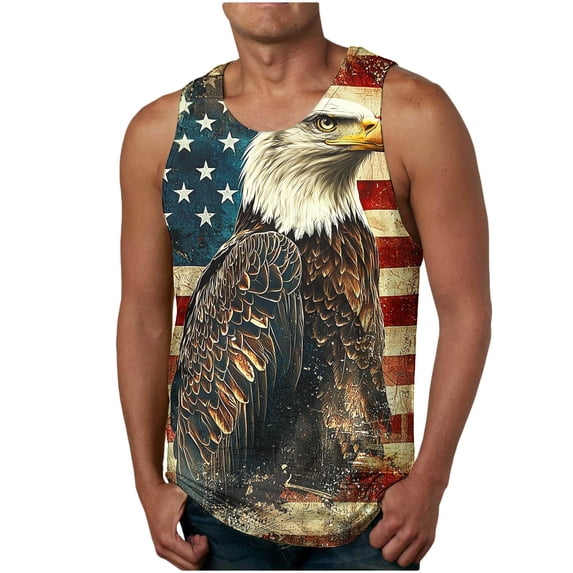 YTCAMLO 4th of July Tank Top for Men Summer Beach Athletic Independence Day Graphic Tees Patriotic Quick Dry Muscle Gym Sleeveless Shirts, J M