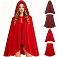 thumbnail image 1 of YTCAMLO Adult Christmas Cape Mid Length Velvet Hooded Red Cloak with Drawstring Medieval Renaissance Ruffled Halloween Dress Up, 1 of 7