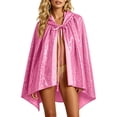 thumbnail image 1 of YTCAMLO Adult Halloween Hooded Cloak Women Sparkly Sequin Short Cape Drawstring Tie Half Length Glitter Stage Performance Outfit, 1 of 7