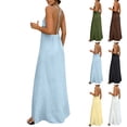 thumbnail image 1 of YTCAMLO Backless Womens Cami Dress Casual Summer Spaghetti Strap Sleeveless Smocked Maxi Dresses Loose Fit Vacation Sundress, 1 of 9