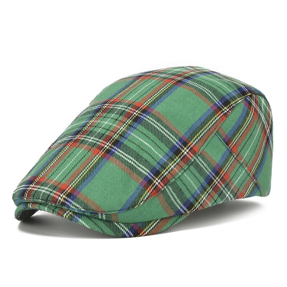YTCAMLO Beret Hat Men Striped Classic Adjustable Plaid Beret Outdoors Sun Protection Beret Hat Irish Cap for Cabbie Driving