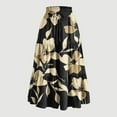 thumbnail image 1 of YTCAMLO Boho Floral Printed Long Skirts for Women Casual Elastic High Waist A Line Skirts with Drawstring Pleated Flared Maxi Skirts, Black S, 1 of 4
