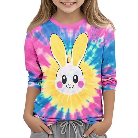 YTCAMLO Boys Girls Easter Shirts 3/4 Sleeve Rabbit Tee Regular Fit Tunic Tops Spring Casual Crewneck Soft Comfy Kids Holiday Clothes 4-5 Years