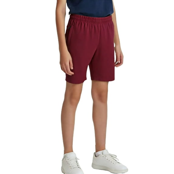 YTCAMLO Boys and Girls Bermuda Shorts Casual Soft Summer Shorts Elastic Waisted Running Shorts with Pockets Pull On Workout Shorts, Red 5-6Years