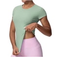 thumbnail image 1 of YTCAMLO Breathable Workout Tops for Women, Athletic Slim Fit Short Sleeve Basic Tees, Moisture Wicking Yoga Fashion Clothing, 1 of 8