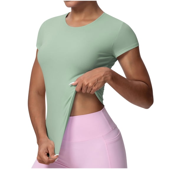 YTCAMLO Breathable Workout Tops for Women, Athletic Slim Fit Short Sleeve Basic Tees, Moisture Wicking Yoga Fashion Clothing