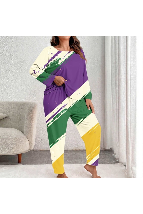 Carnival Sequin Womens Pajama Sets 2 Piece Trendy Glitter Long Sleeve Shirts and Loose Pants Sleepwear with Pockets Loungewear, Black XXXL