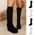 thumbnail image 1 of YTCAMLO Chunky Sole Women's Wedge Boots Casual Fashion Knee High Tall Boots Round Toe Warm Fall Winter Dress Boots for Going out, Dress, 1 of 7