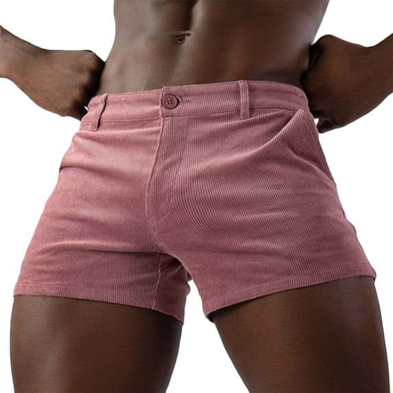 YTCAMLO Cotton Mens Ribbed Summer Shorts Casual Flat Front Workout Shorts Jogging Sweat Shorts with Pockets Soft Breathable Outdoor, Pink XXL