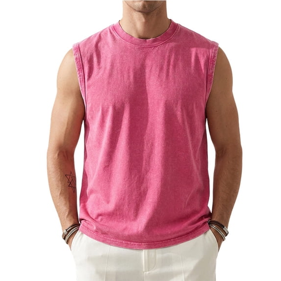 YTCAMLO Cotton Muscle Shirts for Men Athletic Lightweight Sleeveless Workout Tops Moisture Wicking Summer Tees for Gym Running