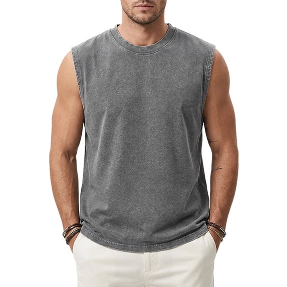 YTCAMLO Cotton Muscle Shirts for Men Athletic Lightweight Sleeveless Workout Tops Moisture Wicking Summer Tees for Gym Running