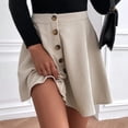 thumbnail image 1 of YTCAMLO Cotton Ribbed Women's Button Mini Skirt Y2K Fashion Pleated Short Skirts Flowy A Line Skirts High Waisted Summer Outfits, Beige S, 1 of 8